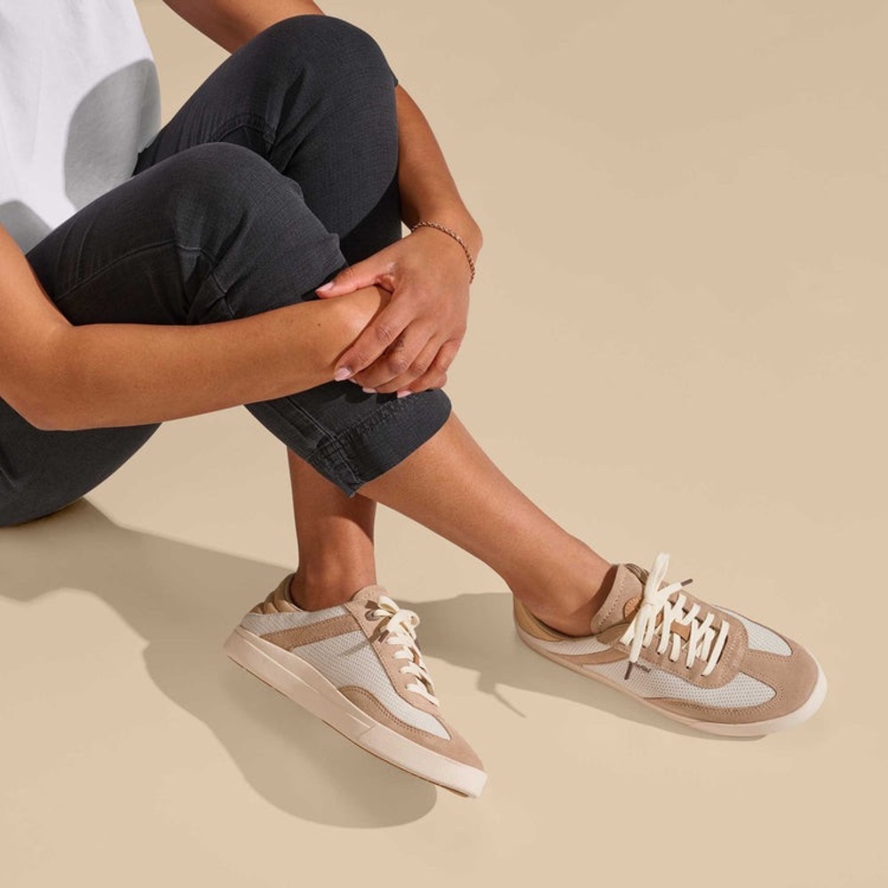OluKai Kilea Classic Court Suede Mesh Sneakers Tan Tapa Women's 9.5